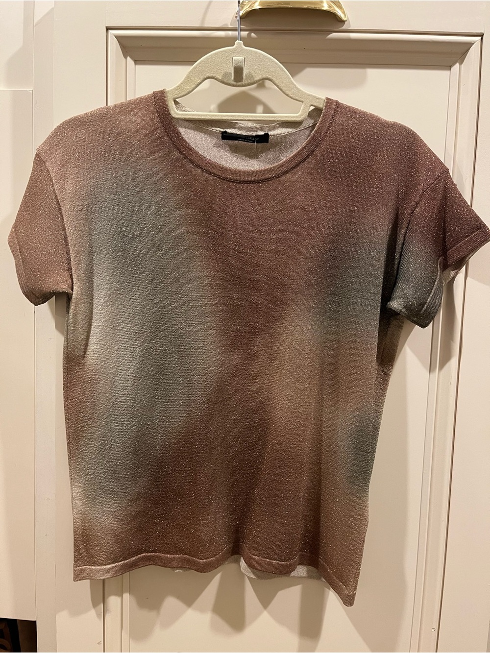 Roberto Collina Short Sleeve Top Metallic Browns & Greens  NWT Made in ITALY$249